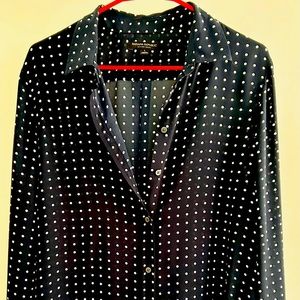 Banana Republic Navy Blue with White Polka Dots Size Large